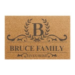 BRUCE FAMILY DOORMAT - Family Doormat – Monogram B Welcome Mat (Custom Last Name)
