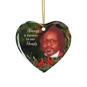 Memorial Ceramic Ornament — "Always & Forever in our Hearts" Heart-Shaped Photo Keepsake